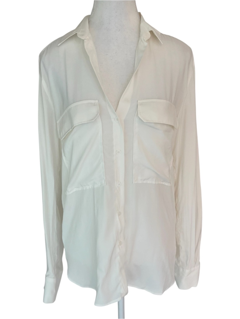 Zara White Pocket Button Down Shirt Size XS